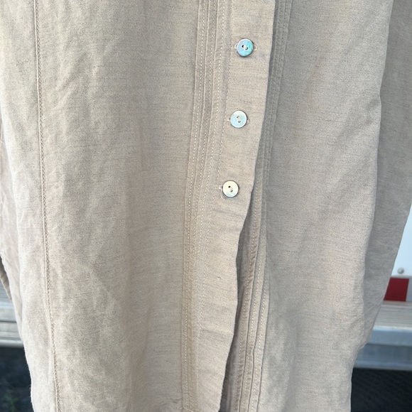 Linen/Rayon Avenue 3/4 sleeve Abalone Button Up Classic Timeless Tunic size 32 - Picture 3 of 11